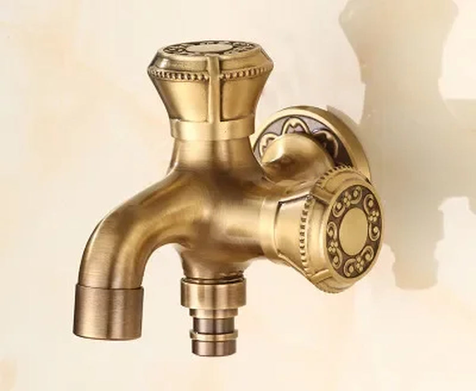 Decorative Brass Outdoor Faucet Garden Bibcock Tap Antique Retro Bathroom Washing Machine Faucet Balcony Antique Mop Taps Luxury