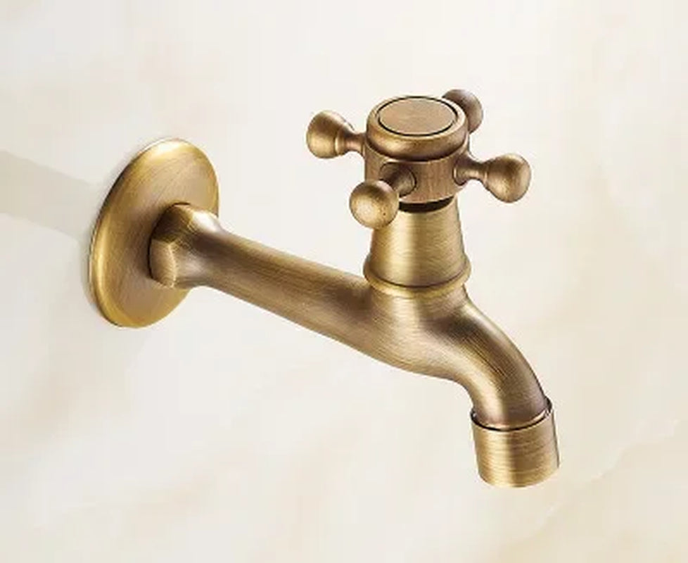 Decorative Brass Outdoor Faucet Garden Bibcock Tap Antique Retro Bathroom Washing Machine Faucet Balcony Antique Mop Taps Luxury