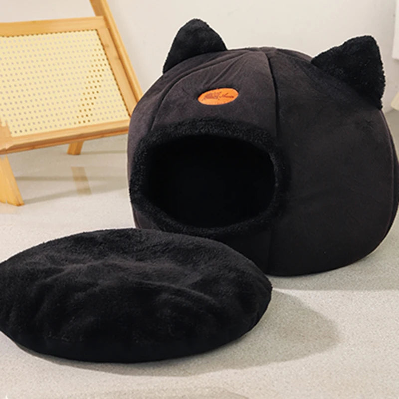 Winter Comfort Pet Cave: Cozy Cat Bed & Small Dog House Tent for Indoor Use