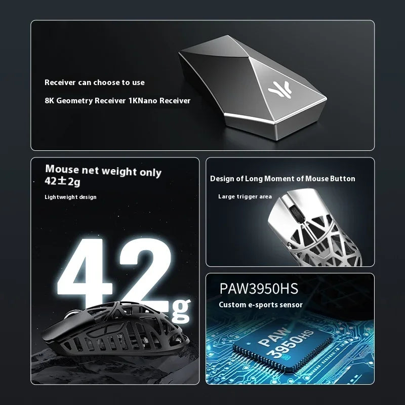 Wlmouse Beast X Max Wireless Mouse PAW3950HS Sensor Magnesium Alloy 8K FPS Gaming Mouse Lightweight Gaming Accessories Customize
