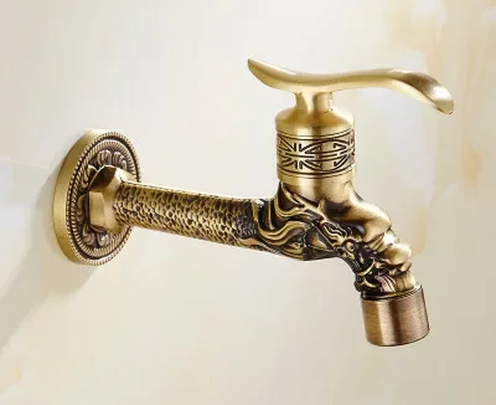 Decorative Brass Outdoor Faucet Garden Bibcock Tap Antique Retro Bathroom Washing Machine Faucet Balcony Antique Mop Taps Luxury
