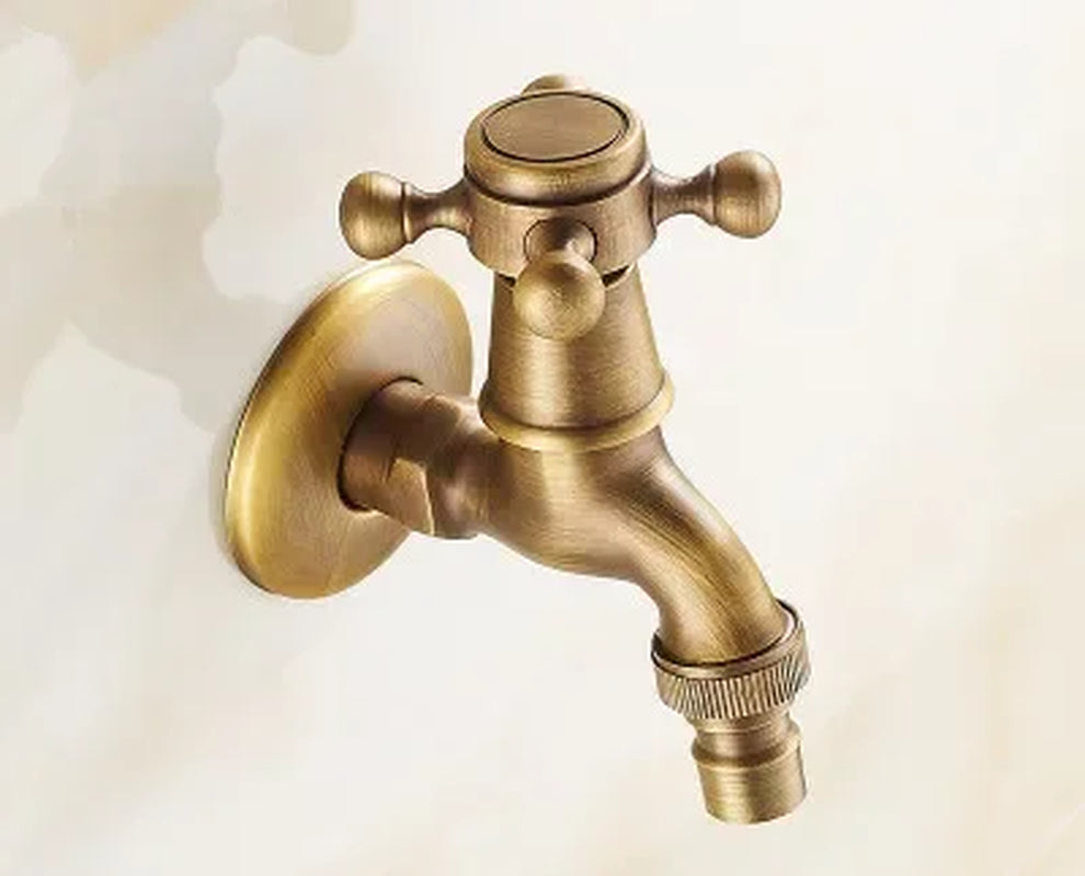Decorative Brass Outdoor Faucet Garden Bibcock Tap Antique Retro Bathroom Washing Machine Faucet Balcony Antique Mop Taps Luxury