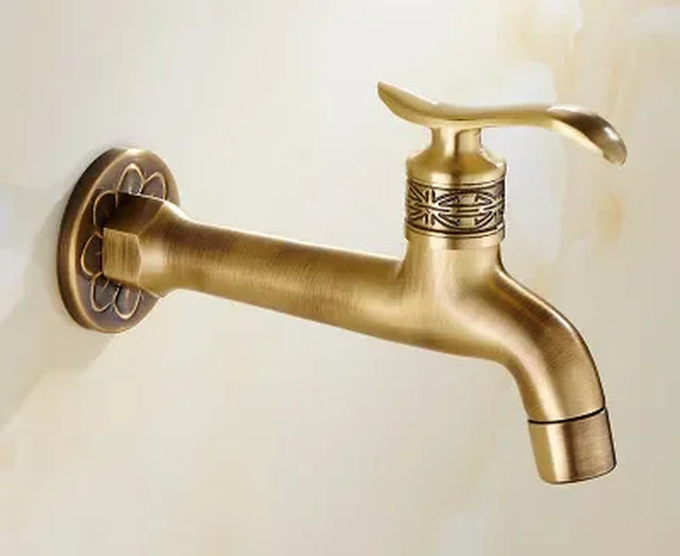 Decorative Brass Outdoor Faucet Garden Bibcock Tap Antique Retro Bathroom Washing Machine Faucet Balcony Antique Mop Taps Luxury