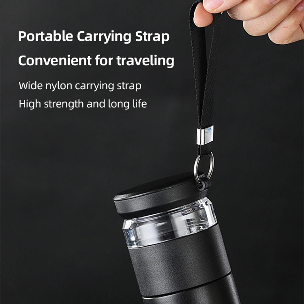 500Ml Tea Infuser Vacuum Flask Stainless Steel Insulated Cup with Independent Tea Storage Handle Travel Mug Business Cup Gifts
