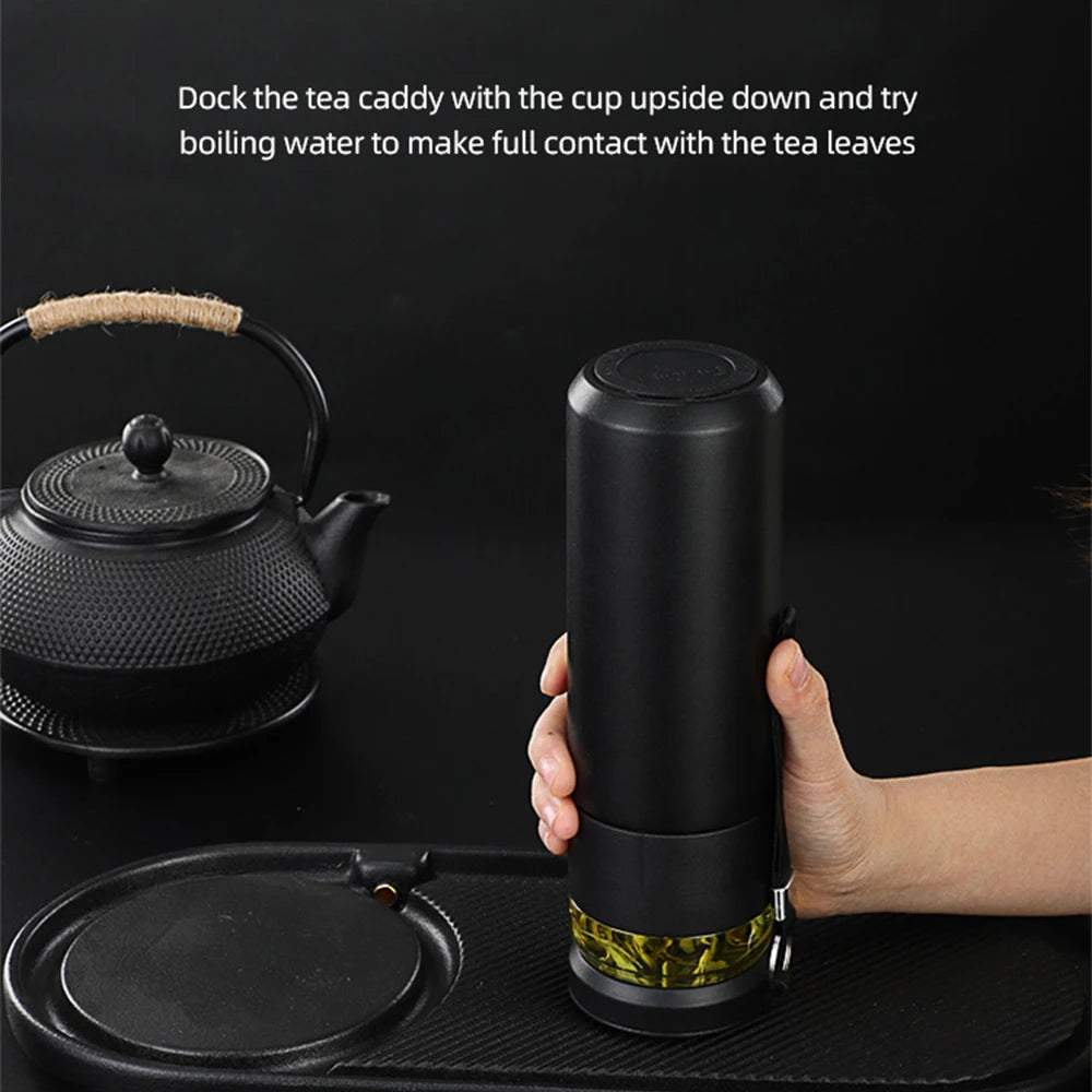500Ml Tea Infuser Vacuum Flask Stainless Steel Insulated Cup with Independent Tea Storage Handle Travel Mug Business Cup Gifts