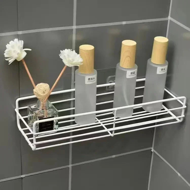 Corner Storabathroom Organizer Shelf Wall Mounted Corner Storage Shelves Shampoo Holder Cosmetic Rack Iron Shower Drain Basket