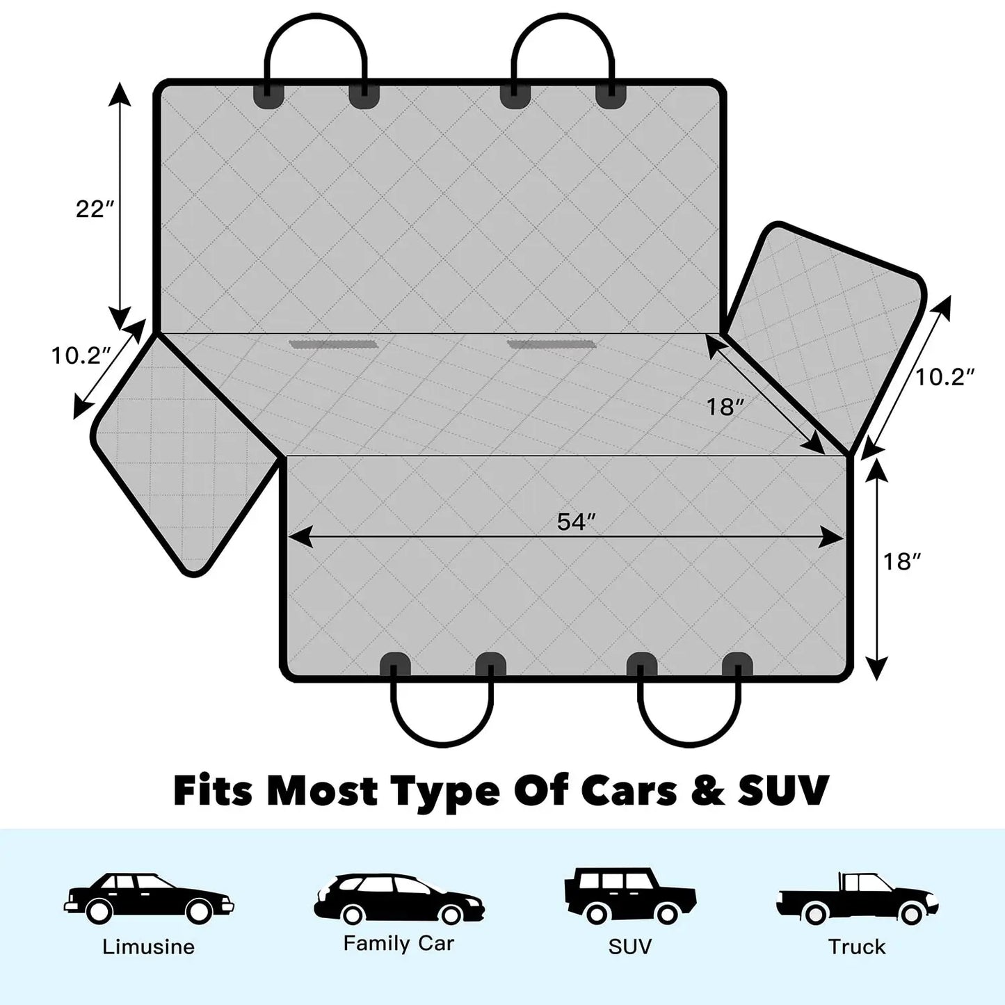 Dog Car Seat Cover Waterproof Dog Hammock Car Dog Car Blanket Mats Case for Rear Back 2 in 1 for Trunk Dog Car Protector
