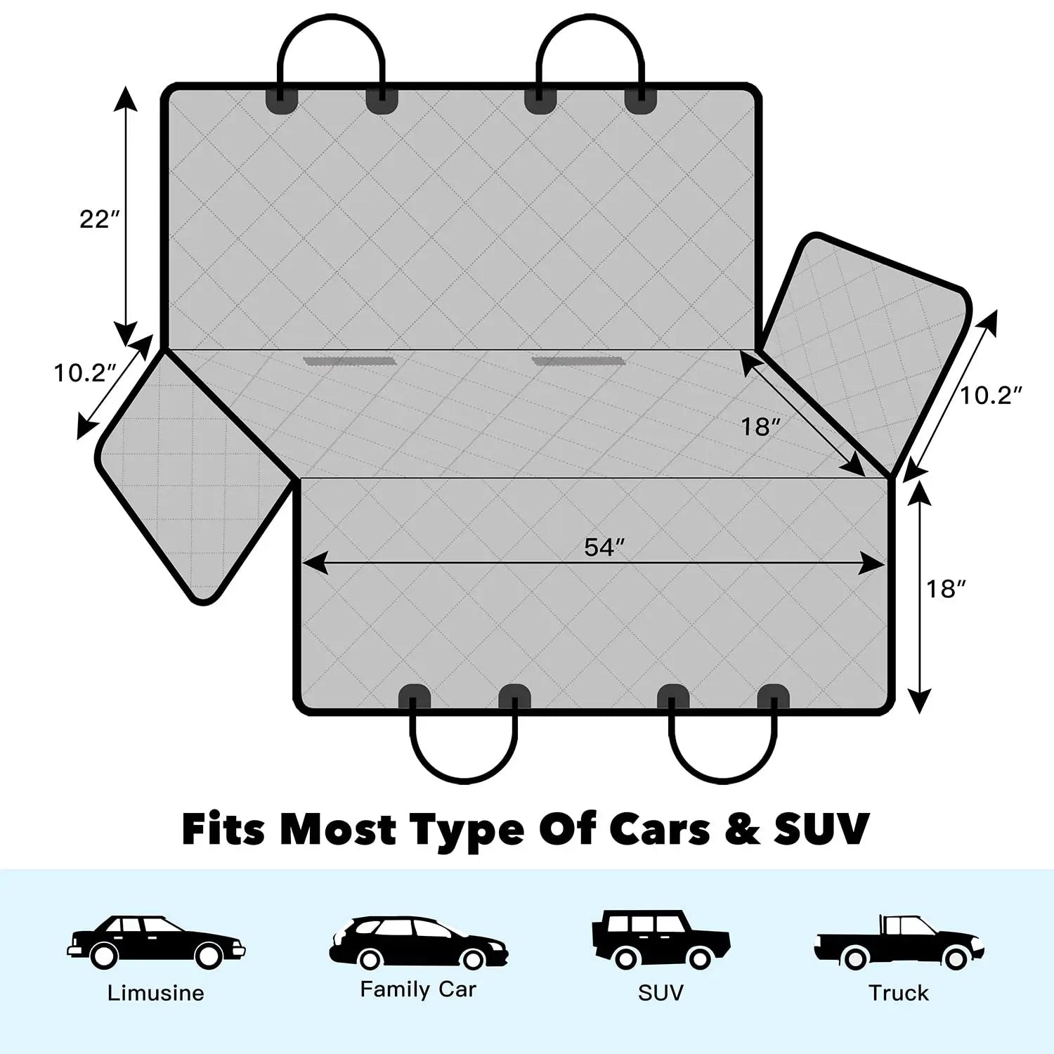 Dog Car Seat Cover Waterproof Dog Hammock Car Dog Car Blanket Mats Case for Rear Back 2 in 1 for Trunk Dog Car Protector
