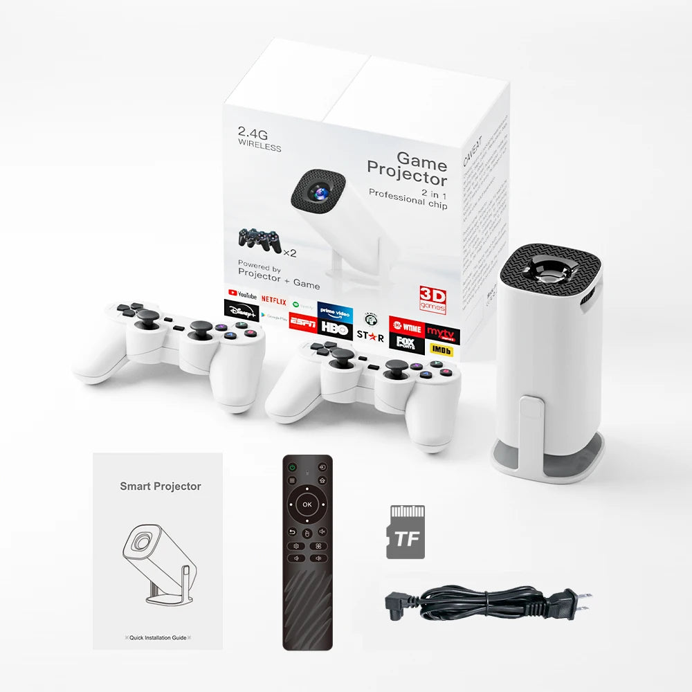 Proyector De Juegos Android 11 P30MAX 64GB Tarjeta TF Controlador De Juegos Inalámbrico WIFI Dual 1280*720P Proyector Portátil De Cine En Casa