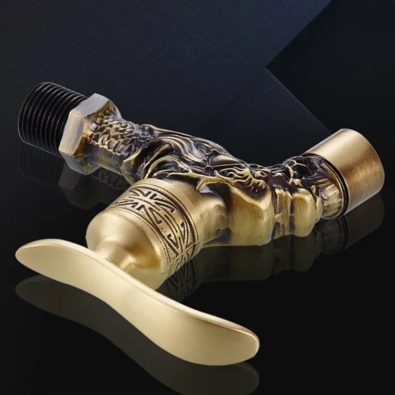 Decorative Brass Outdoor Faucet Garden Bibcock Tap Antique Retro Bathroom Washing Machine Faucet Balcony Antique Mop Taps Luxury