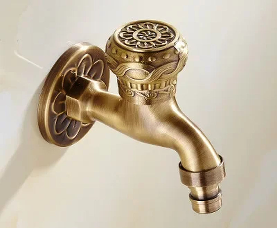 Decorative Brass Outdoor Faucet Garden Bibcock Tap Antique Retro Bathroom Washing Machine Faucet Balcony Antique Mop Taps Luxury