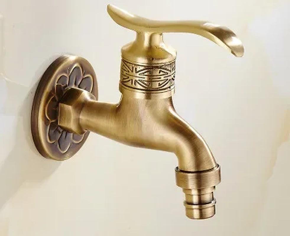 Decorative Brass Outdoor Faucet Garden Bibcock Tap Antique Retro Bathroom Washing Machine Faucet Balcony Antique Mop Taps Luxury