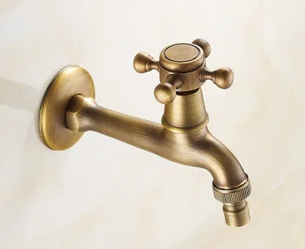 Decorative Brass Outdoor Faucet Garden Bibcock Tap Antique Retro Bathroom Washing Machine Faucet Balcony Antique Mop Taps Luxury