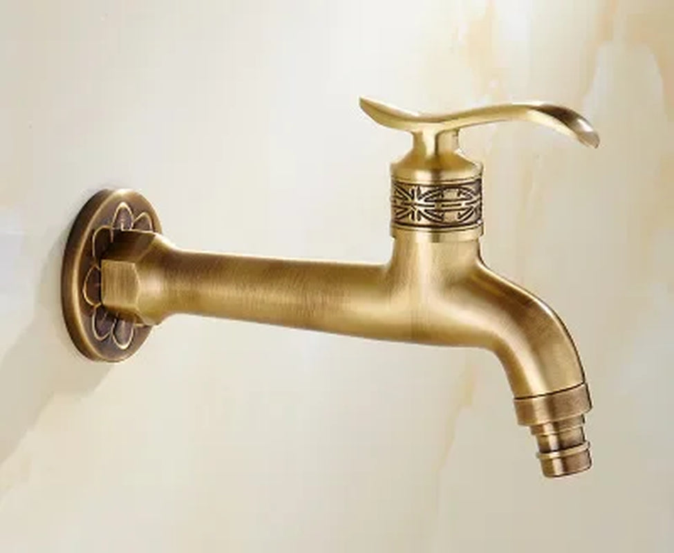 Decorative Brass Outdoor Faucet Garden Bibcock Tap Antique Retro Bathroom Washing Machine Faucet Balcony Antique Mop Taps Luxury